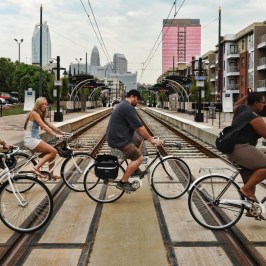 People riding bikes in Charlotte, NC